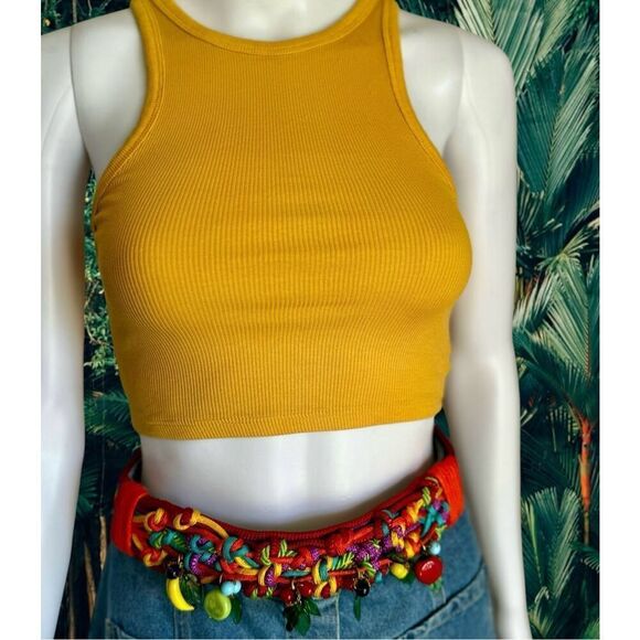 VTG 90’s Woven Rainbow Tropical Fruit Belt - Picture 5 of 10